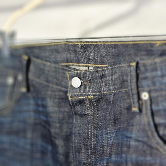 Levi's 501 Straight Leg Six Button Raw Denim Jeans - Picture 3 of 11